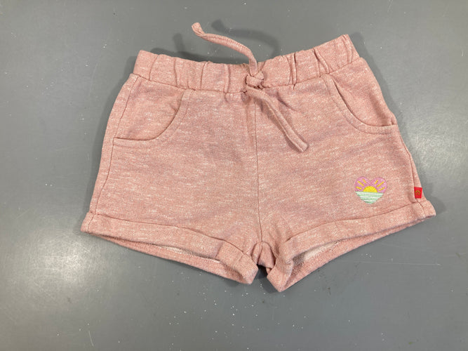 Short molleton rose clair pailleté coeur, moins cher chez Petit Kiwi