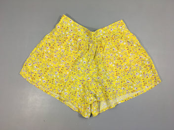 Short jaune fleuri blanc