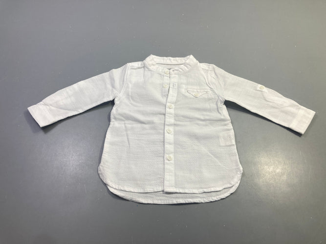 Chemise m.l blanche col mao texturée, moins cher chez Petit Kiwi