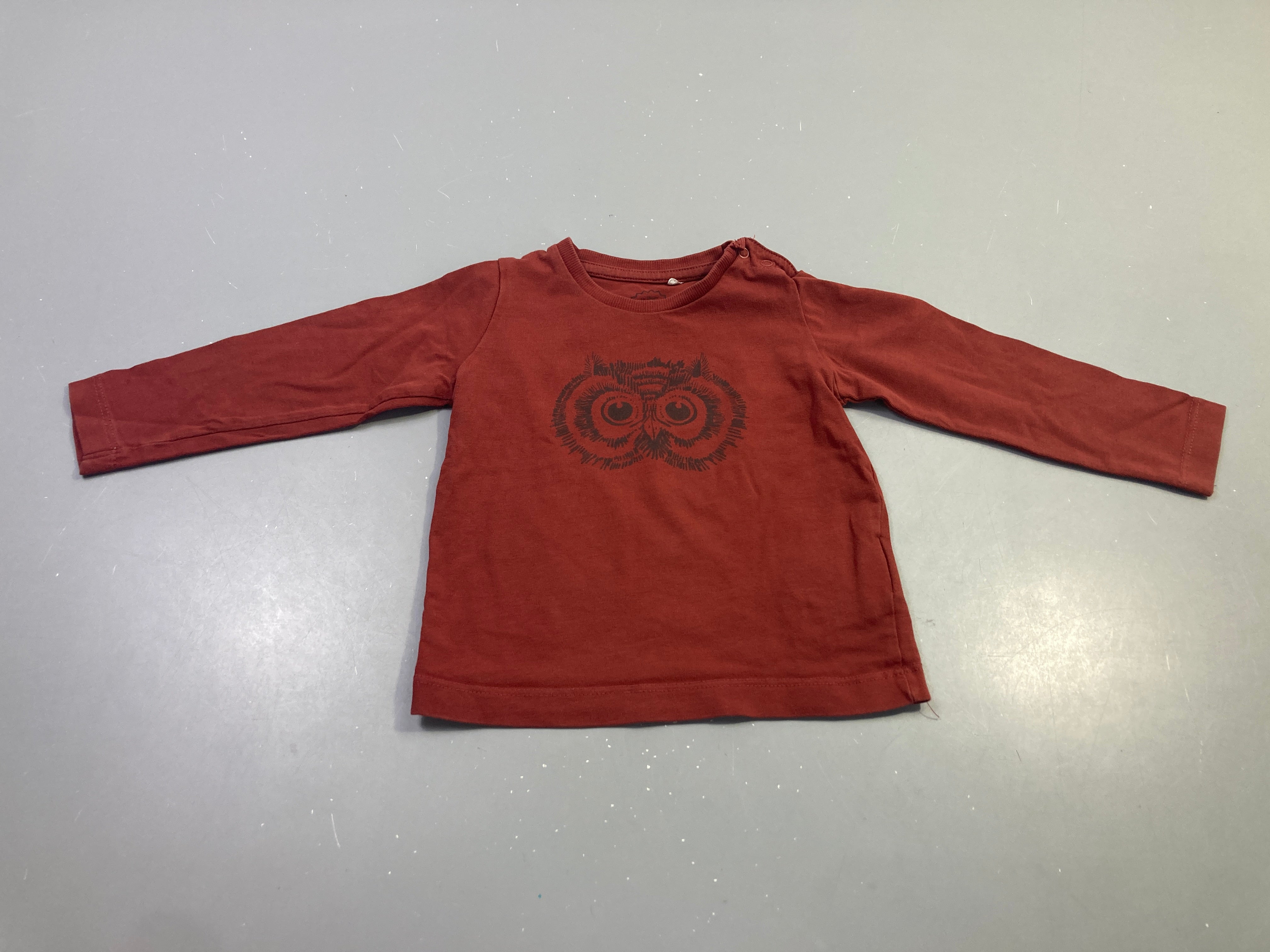 T-shirt m.l brique hibou graphique