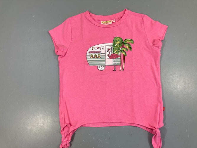 T-shirt m.c rose flammé caravane palmier, moins cher chez Petit Kiwi