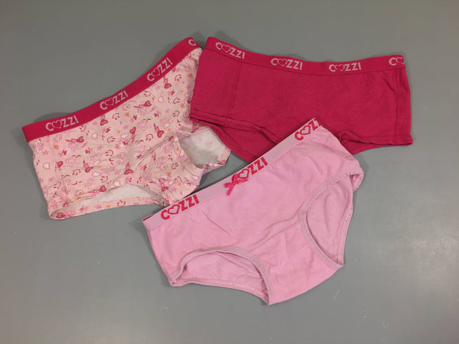 3 Culottes Cozzi rose-fuchsia-rose coeurs, moins cher chez Petit Kiwi