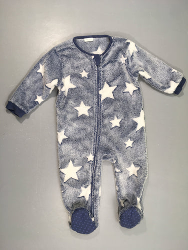 Surpyjama velours bleu étoiles, moins cher chez Petit Kiwi