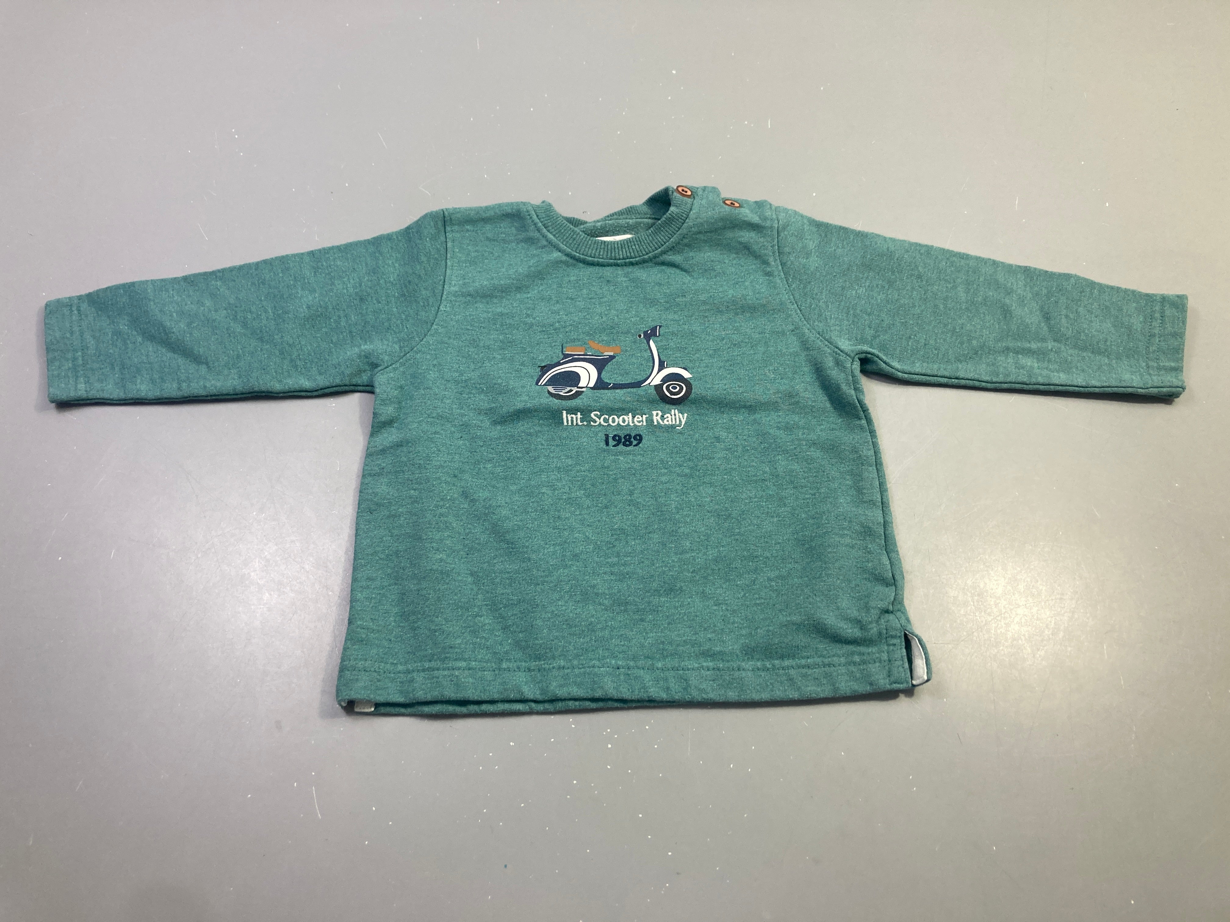 Sweat vert chiné scooter vintage