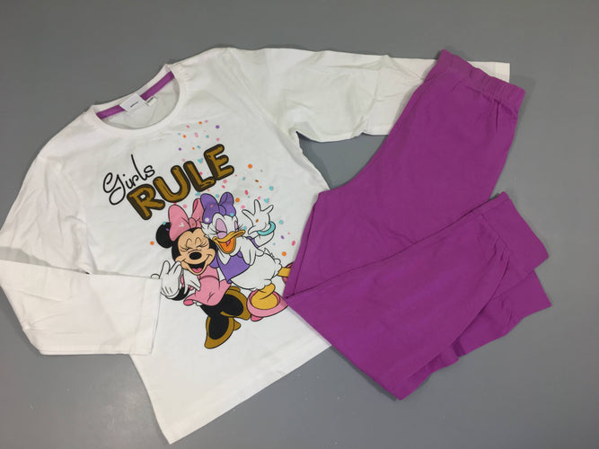 Pyjama 2pcs jersey blanc-mauve Minnie-Daisy, moins cher chez Petit Kiwi