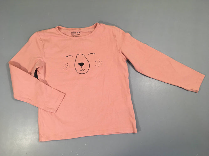 T-shirt m.l vieux rose ourson, moins cher chez Petit Kiwi