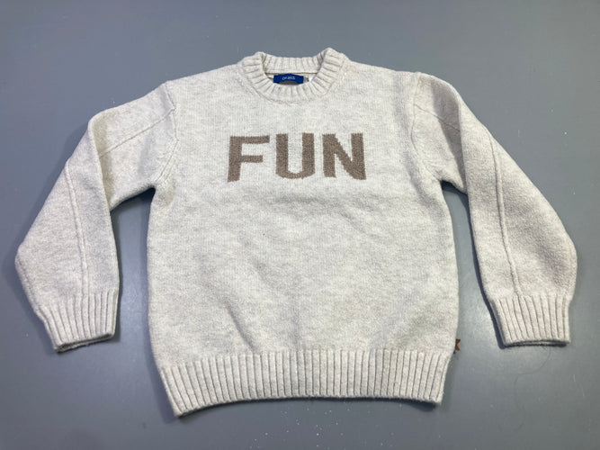 Pull écru chiné FUN inscription, moins cher chez Petit Kiwi
