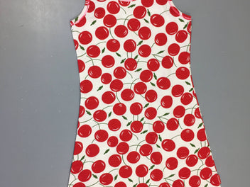 Etat neuf-Robe s.m blanc flammé cerises