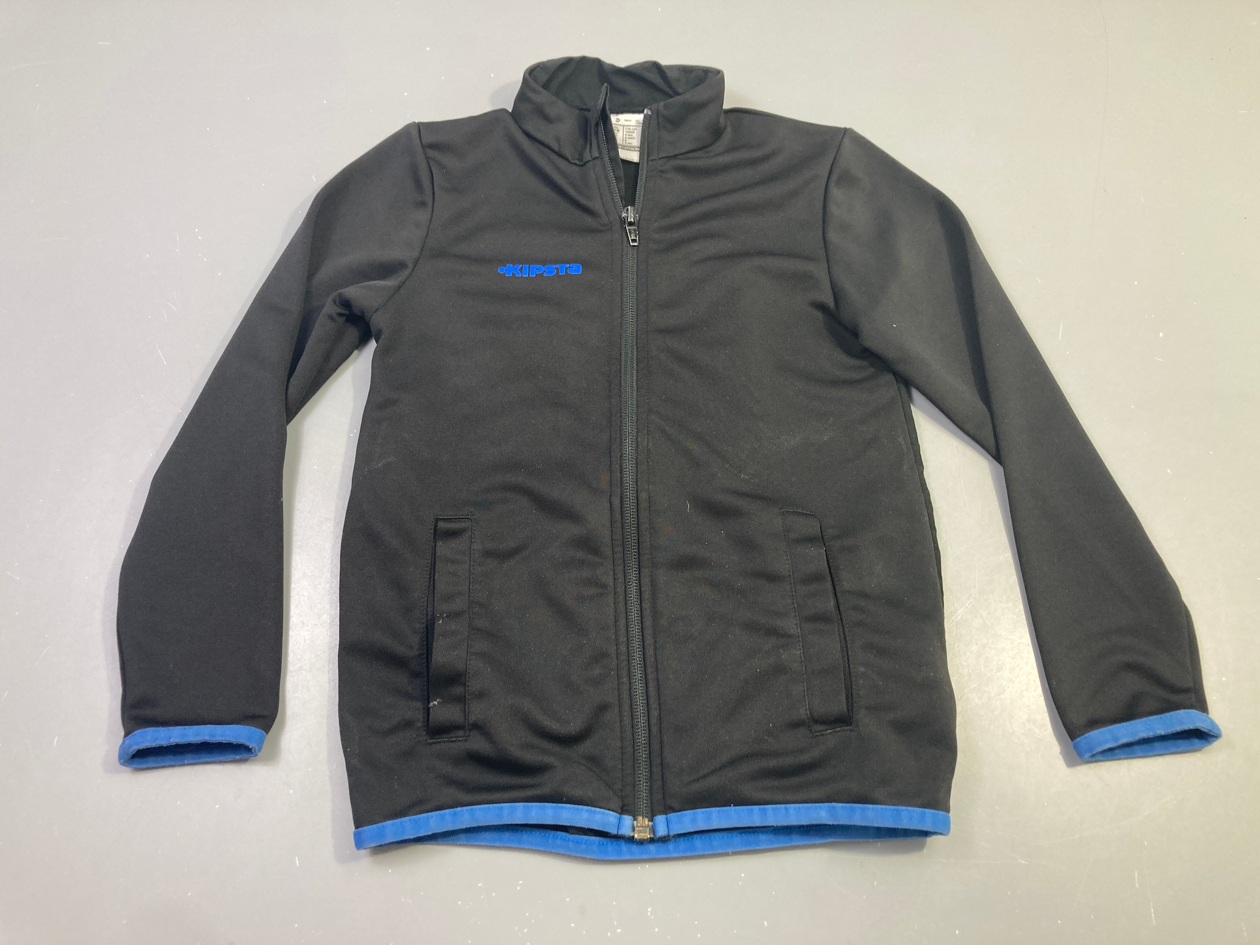 Sweat zippé noire liseré bleu, Kipsta