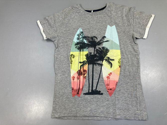 T-shirt m.c gris chiné palmiers, moins cher chez Petit Kiwi