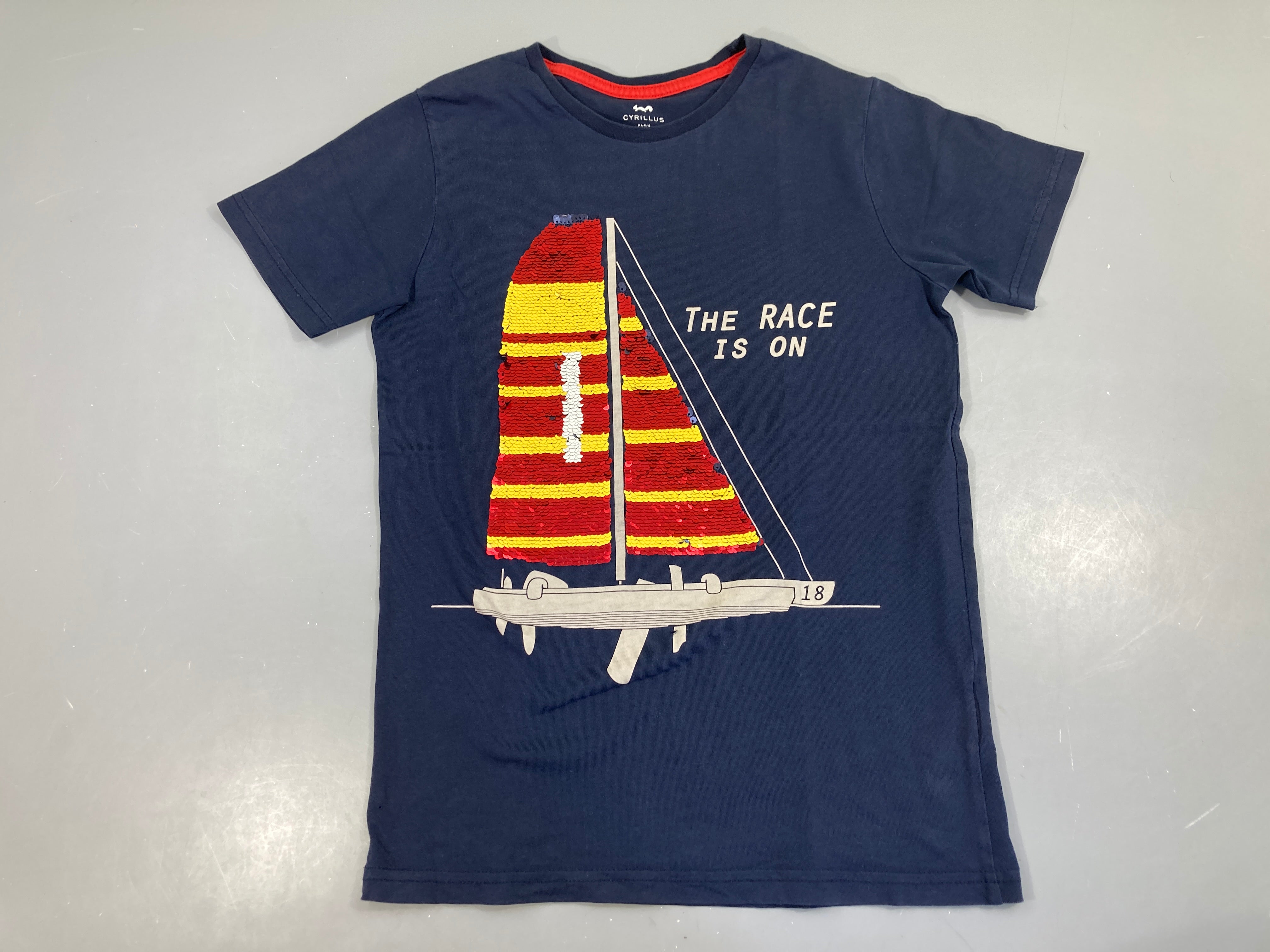 T-shirt m.c bleu foncé voilier sequins