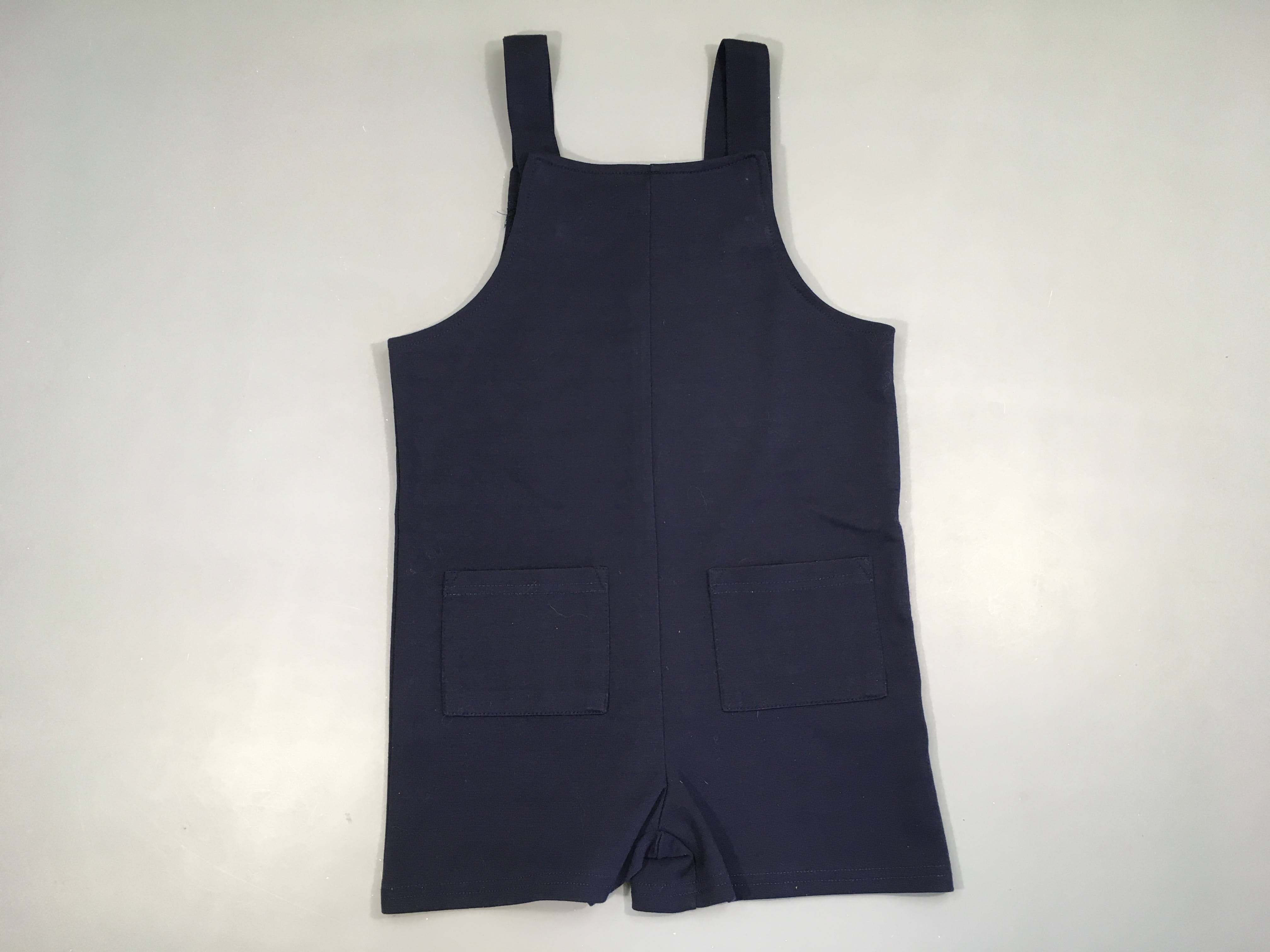 Salopette short molleton bleu foncé boulochée arrière
