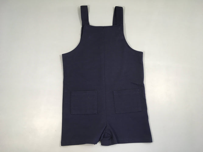 Salopette short molleton bleu foncé boulochée arrière, moins cher chez Petit Kiwi