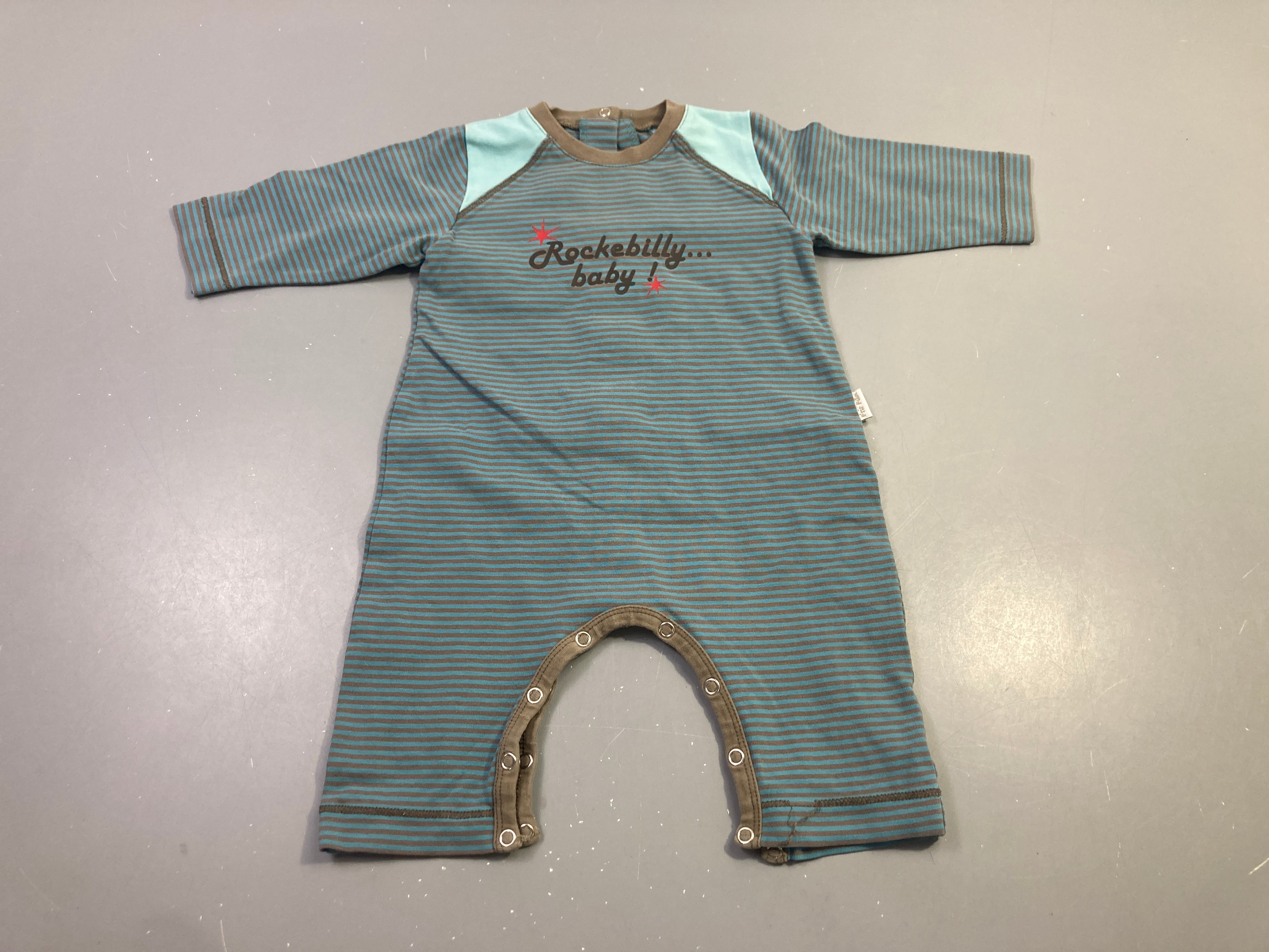 Pyjama jersey jy bleu-gris rayé rockebilly