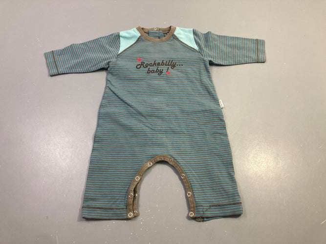 Pyjama jersey jy bleu-gris rayé rockebilly, moins cher chez Petit Kiwi