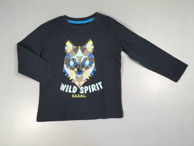 T-shirt m.l bleu marine loup, moins cher chez Petit Kiwi