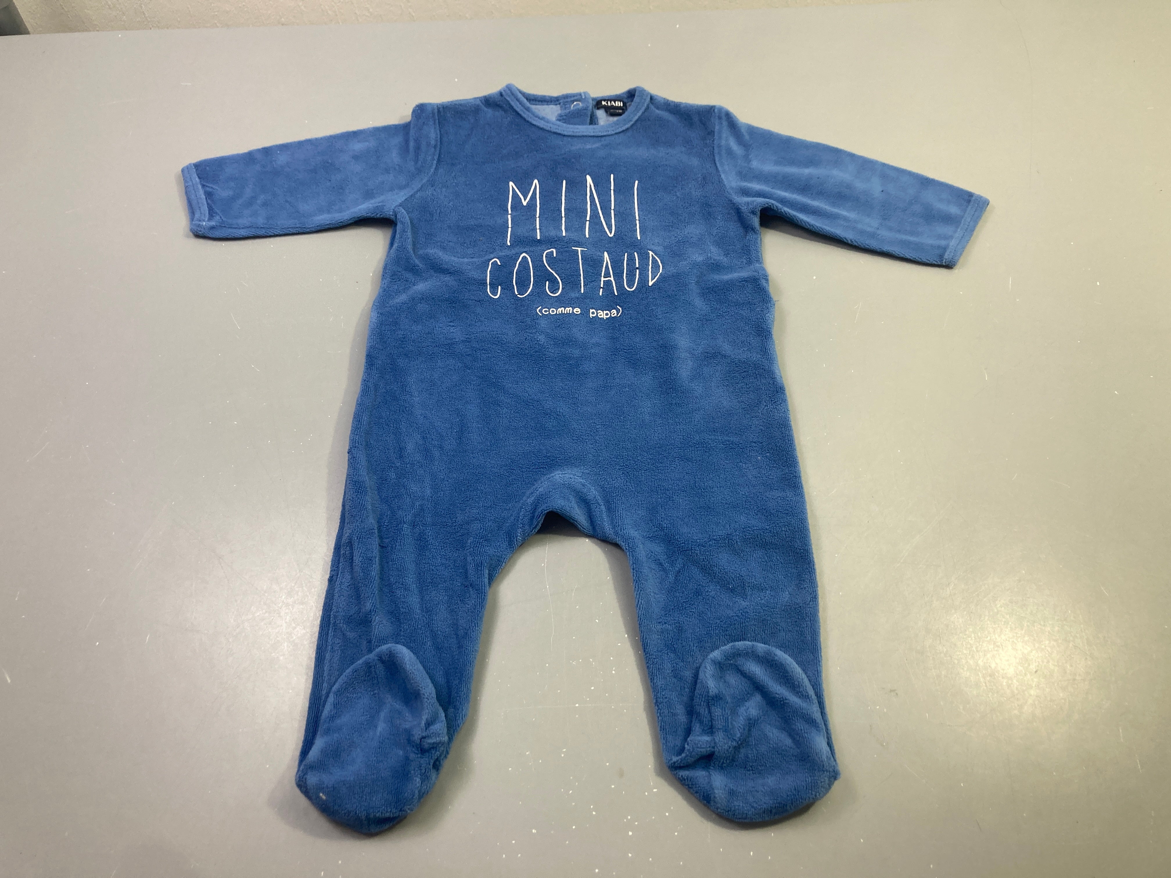 Pyjama velours bleu Mini Costaud inscription