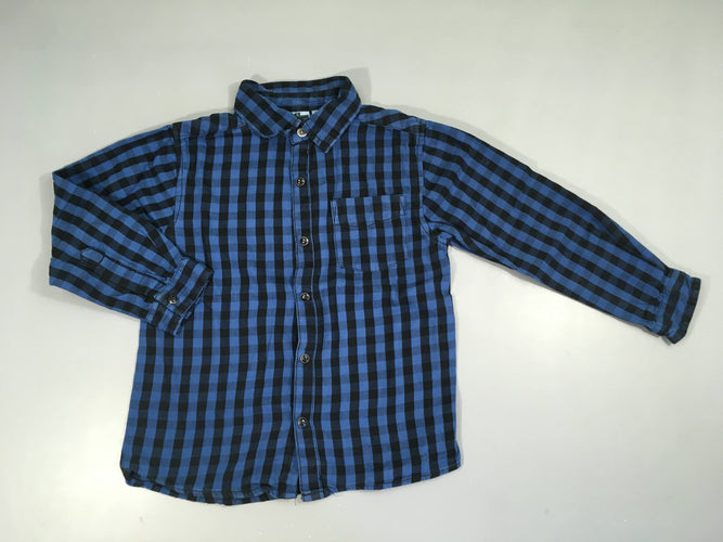 Chemise m.l à carreaux bleu/noir, moins cher chez Petit Kiwi