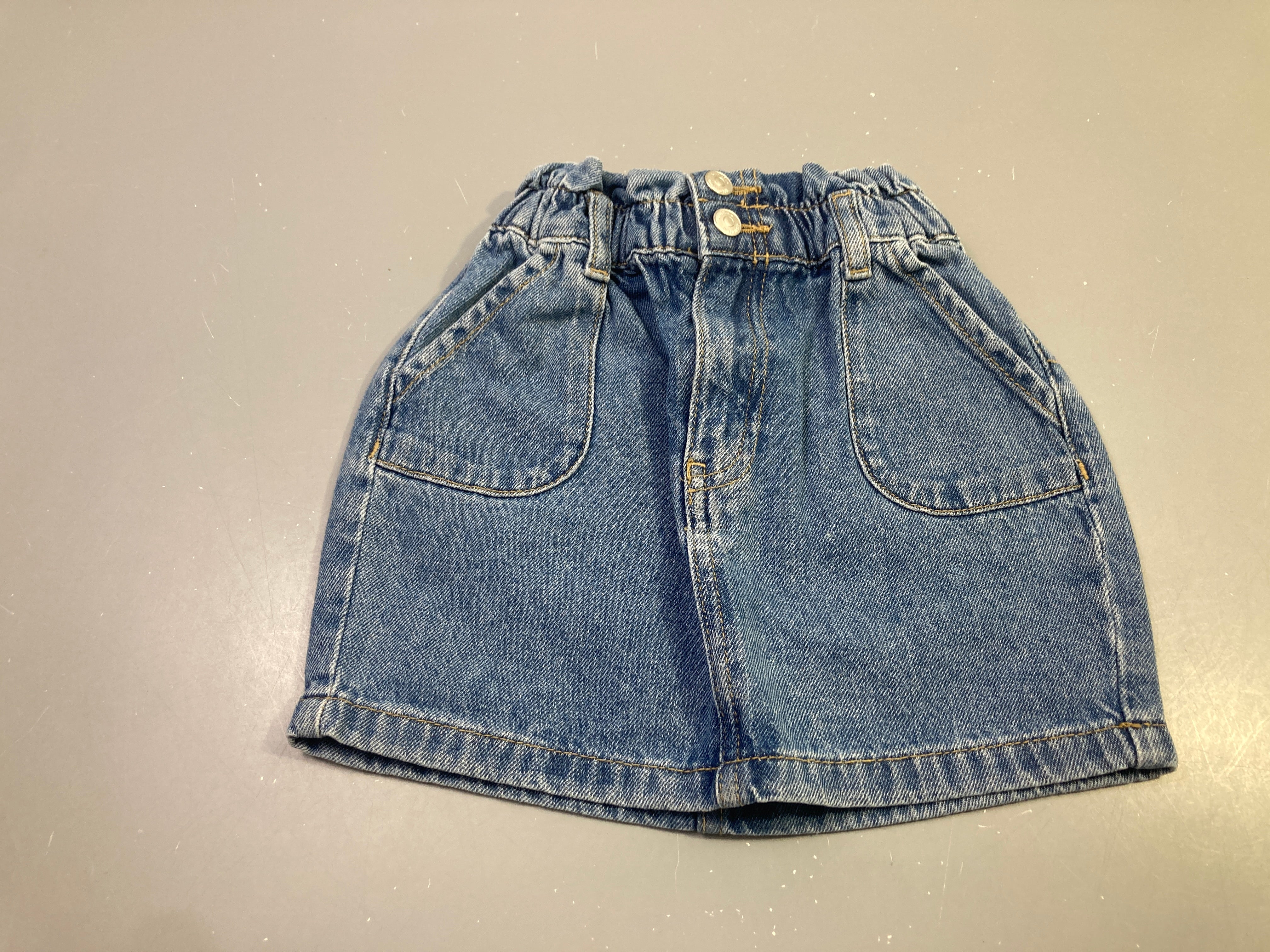 Jupe jean bleu poches