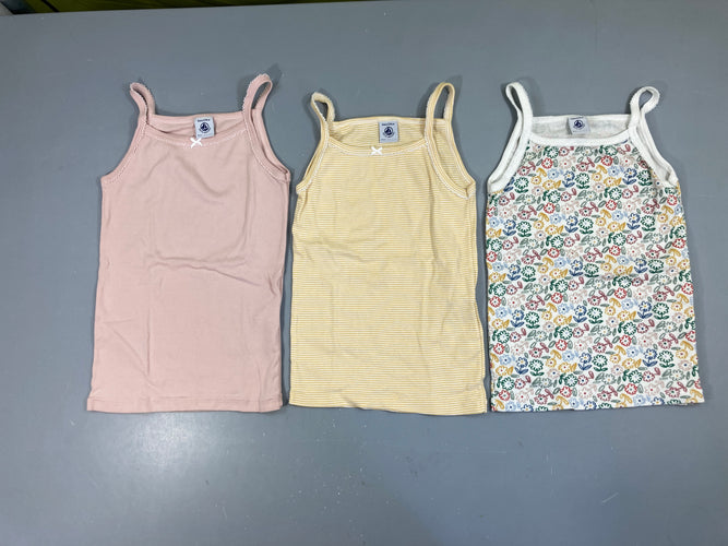 3 chemisettes s.m rayé jaune-blanc fleuri- rose clair, moins cher chez Petit Kiwi