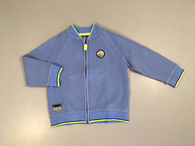 Sweat zippé texturé bleu léopard, moins cher chez Petit Kiwi