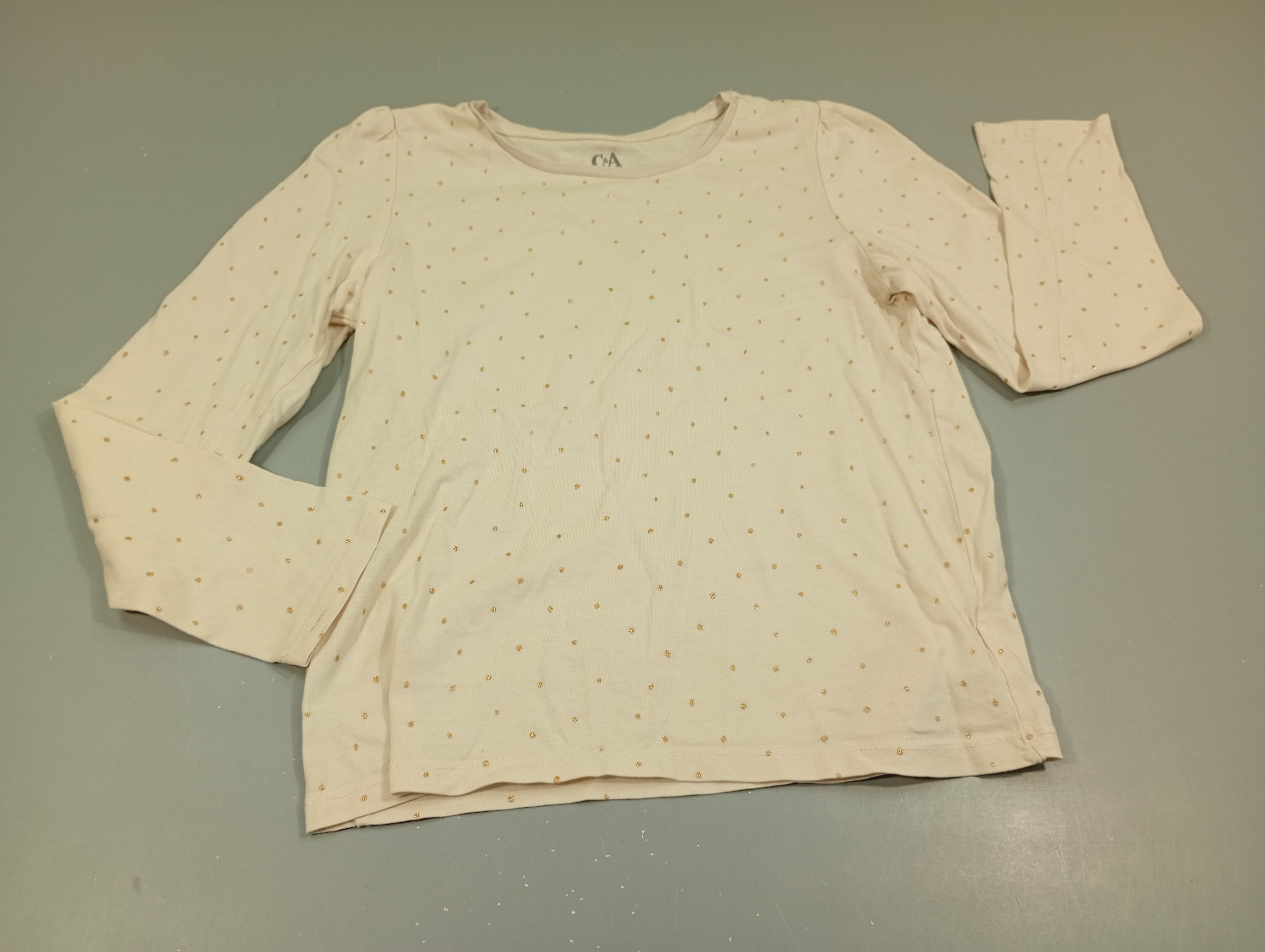 T-shirt m.l écru à pois dorés