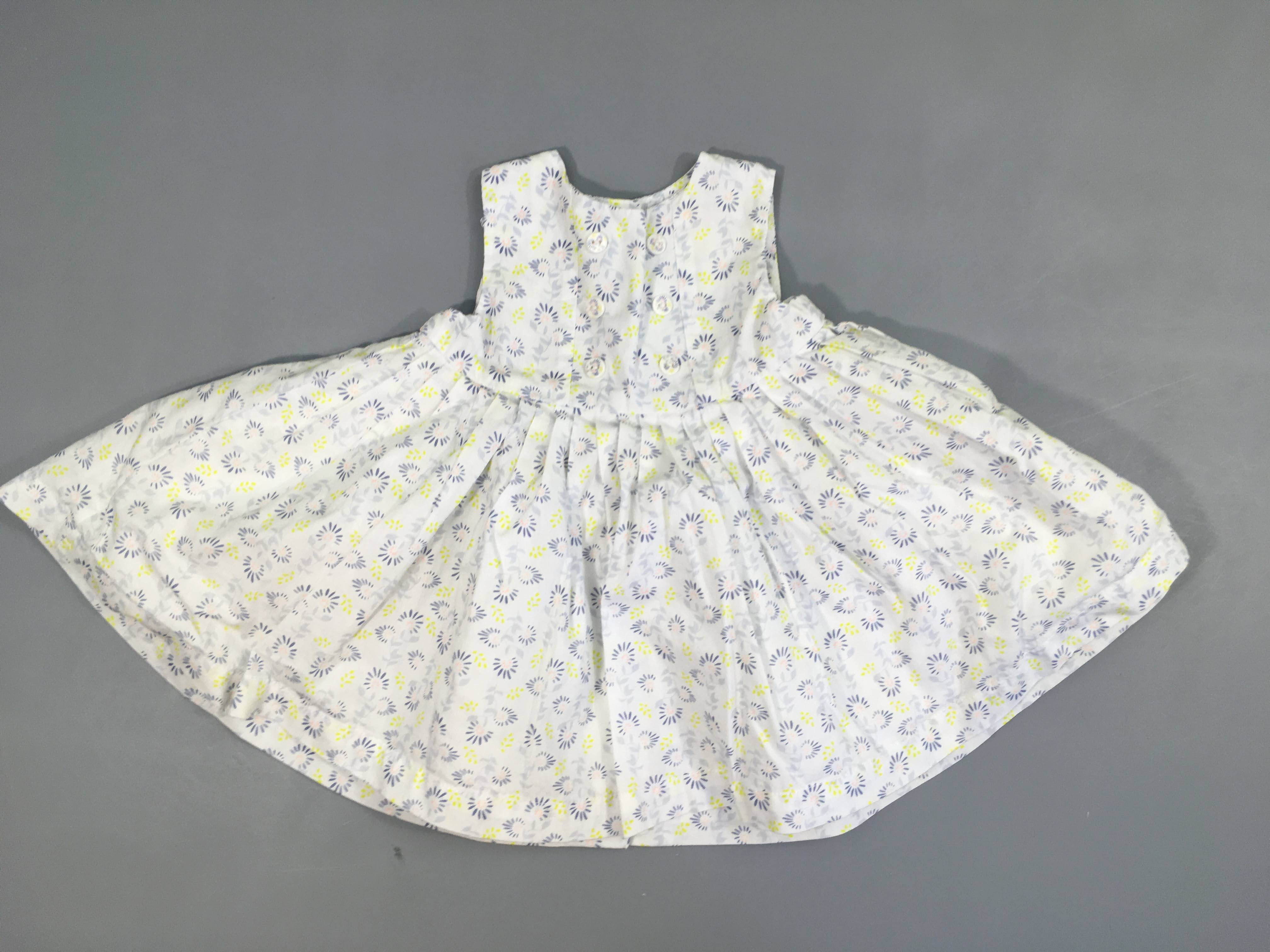 Robe s.m blanche fleurs bleu/jaune