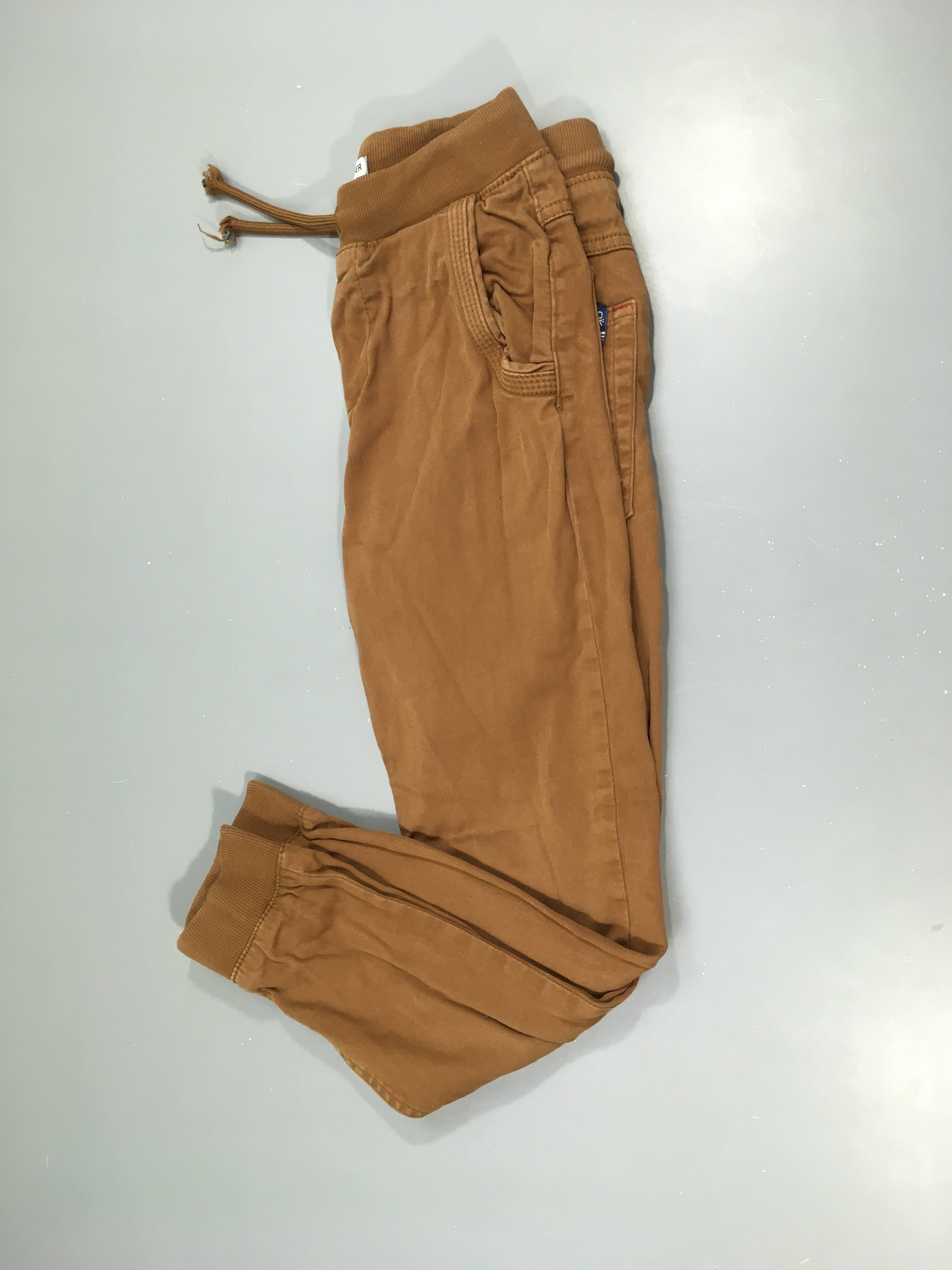 Pantalon jogger taille et chevilles élastiques brun