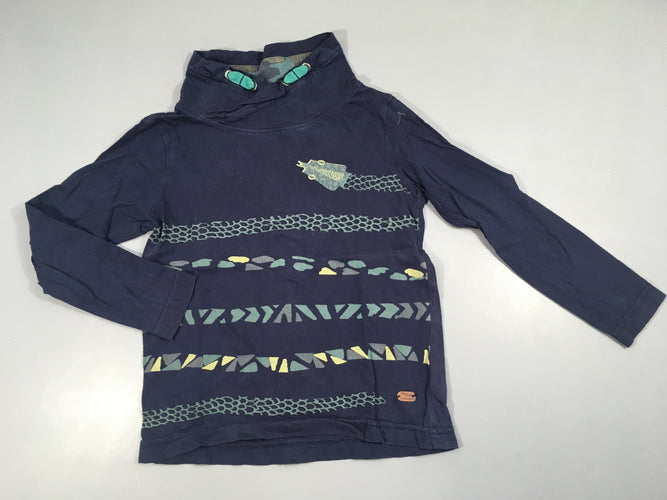 T-shirt m.l bleu foncé serpent col châle, moins cher chez Petit Kiwi