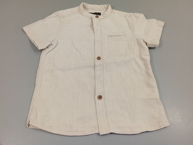 Chemise m.c à carreaux beige et blanc, col mao, poche chino, moins cher chez Petit Kiwi