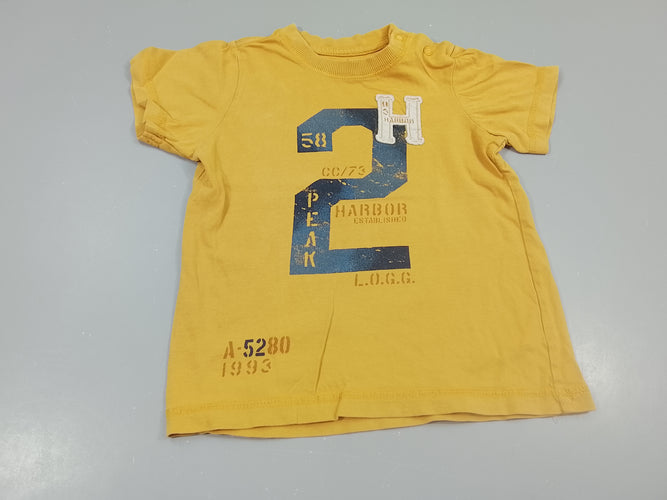 T-shirt m.c jaune moutarde  "2H", moins cher chez Petit Kiwi