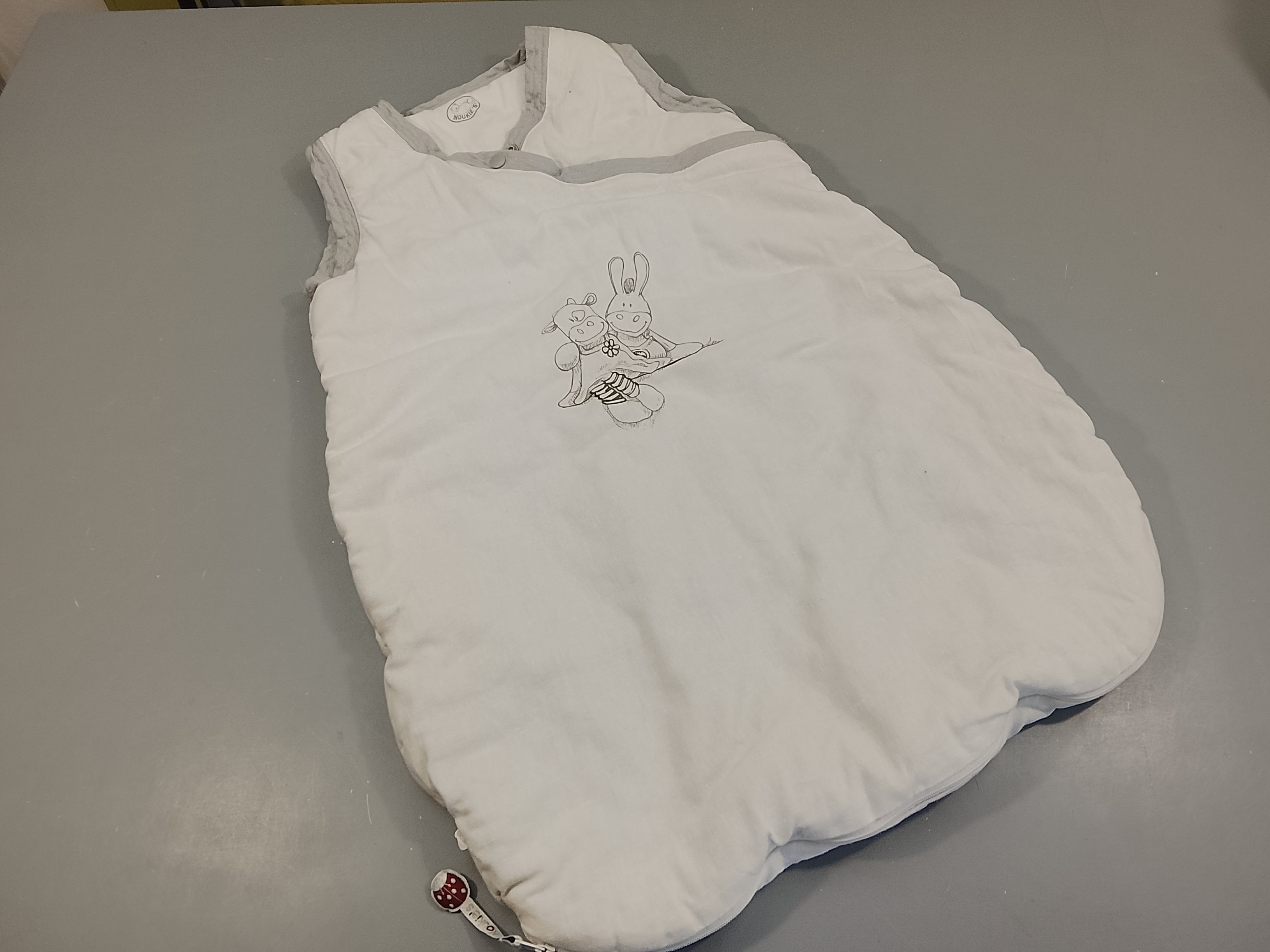 Sac de couchage s.m blanc ouatiné  vache et âne Lola & Paco 64cm