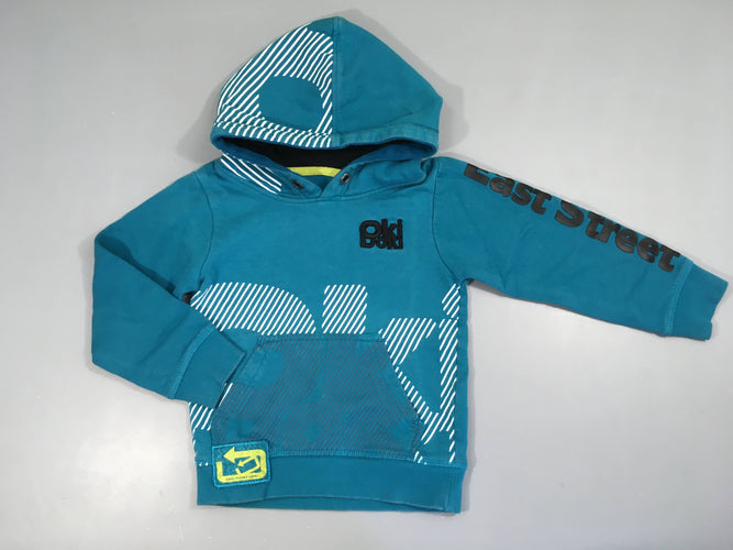 Sweat à capuche bleu OKI, moins cher chez Petit Kiwi