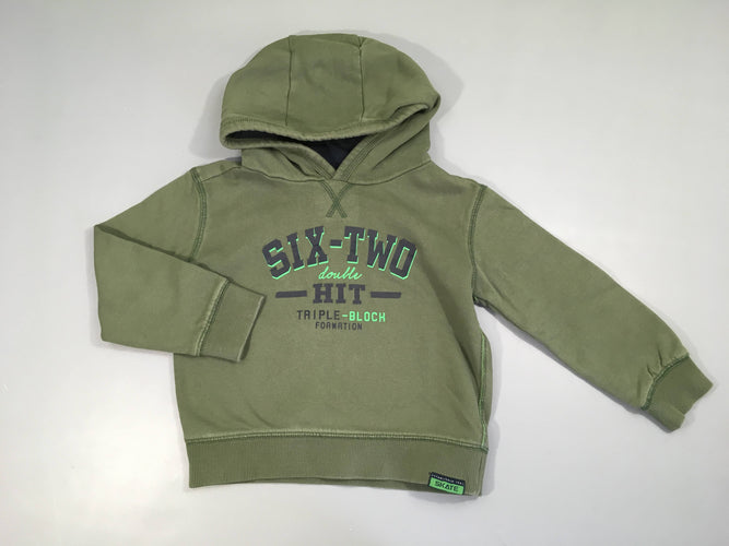 Sweat à capuche vert Six, moins cher chez Petit Kiwi