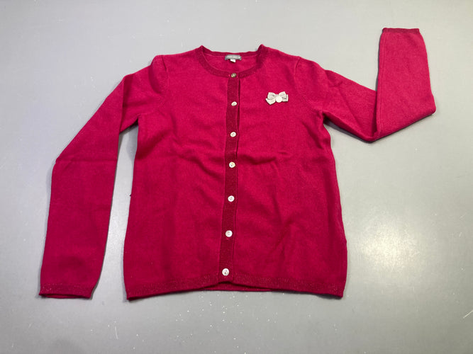 Gilet framboise boutonné nœud, 100% cachemire, moins cher chez Petit Kiwi
