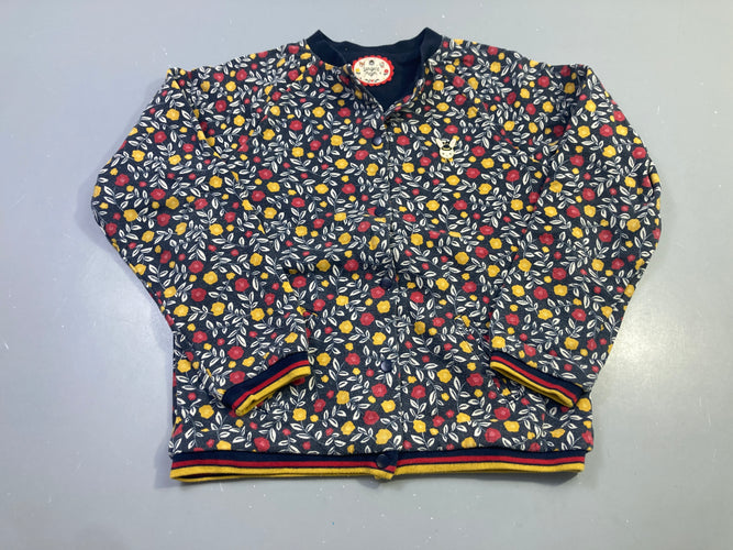 Sweat zippée fleurie bleu marine lapin brodé, décoloré volontairement? Réversible?, moins cher chez Petit Kiwi