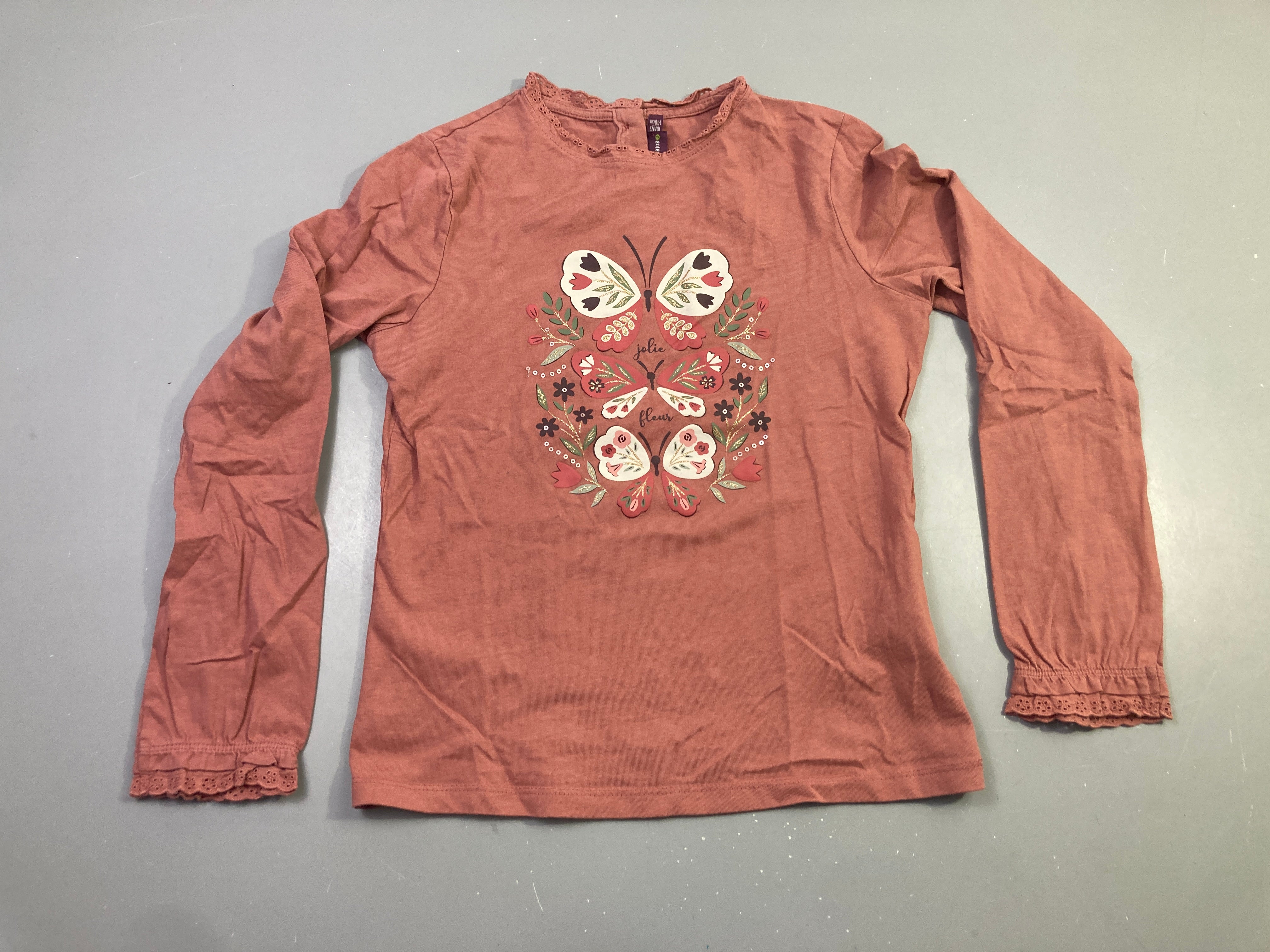 T-shirt m.l terracotta papillons fleurs