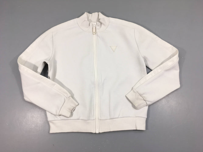 Sweat zippé blanc Guess-Tache bas manche + léger accroc, moins cher chez Petit Kiwi