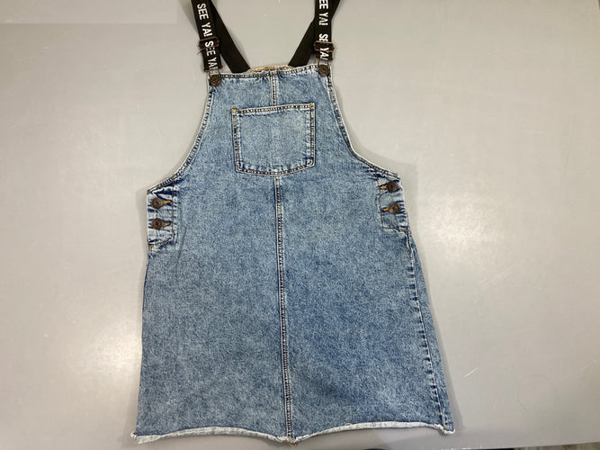 Robe salopette en jean, moins cher chez Petit Kiwi