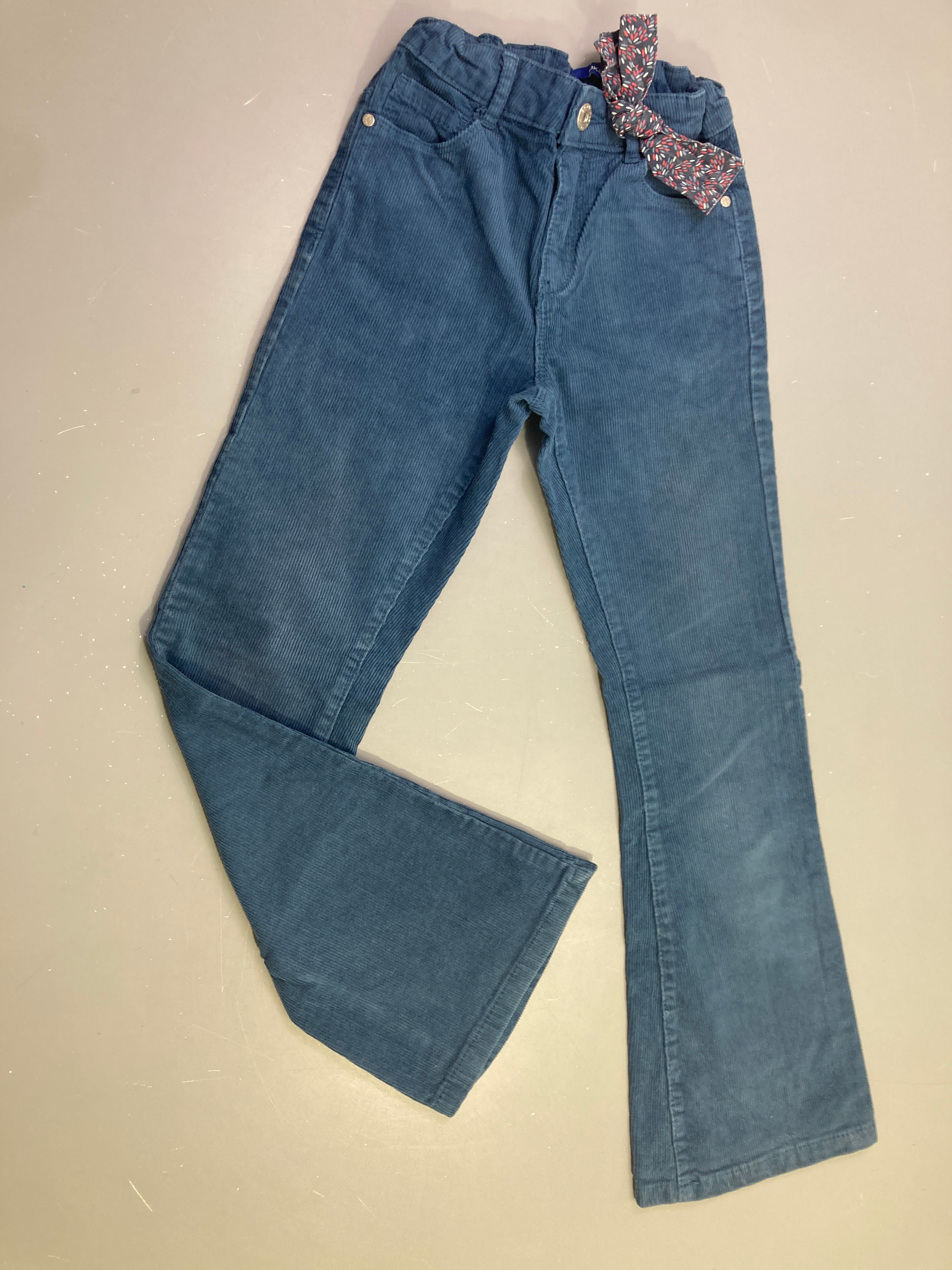 Pantalon velours bleu ceinture liberty