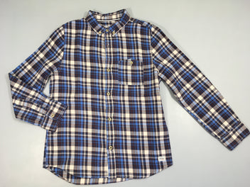 Chemise m.l flanelle carreaux bleu/blanc/brun