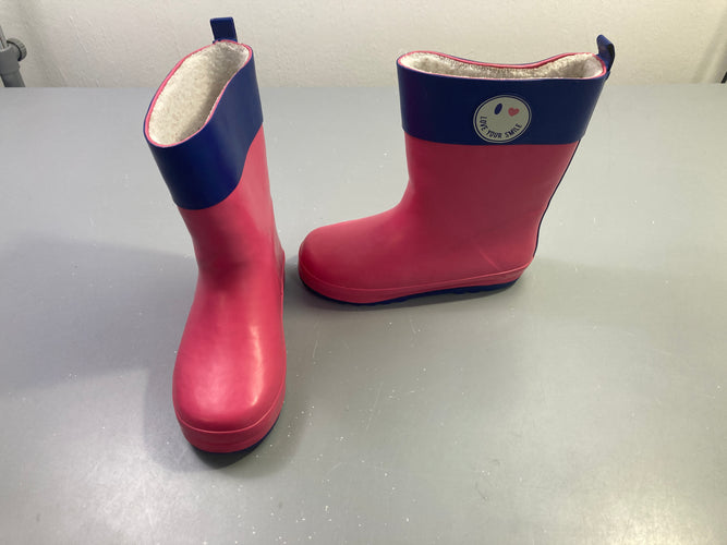 Bottes de pluie rose bleu marine doublées, 31-32, moins cher chez Petit Kiwi