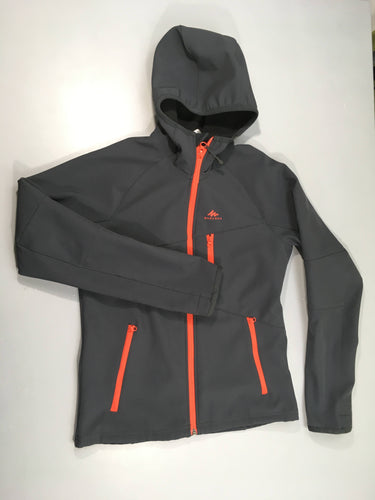 Veste softshell bleu foncé tirette orange Quechua, moins cher chez Petit Kiwi
