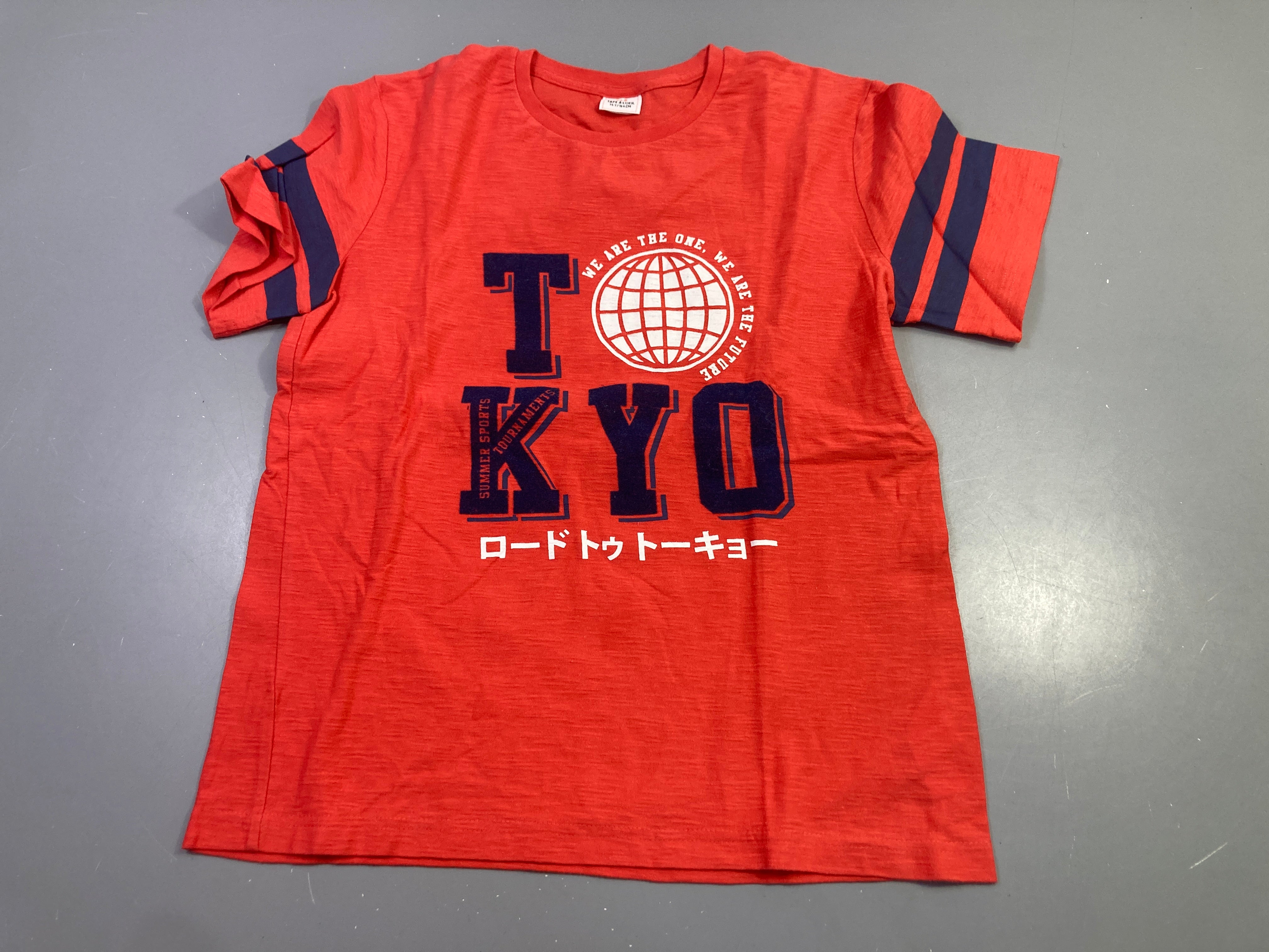 T-shirt m.c orangé flammé Tokyo rayures marine