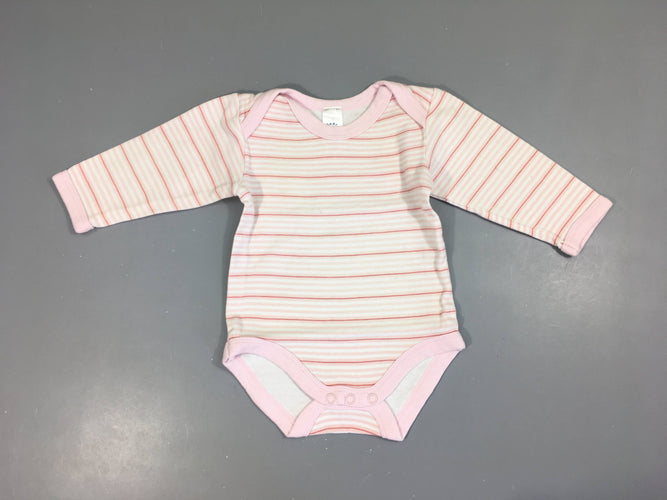 Body m.l blanc rayé rose, moins cher chez Petit Kiwi
