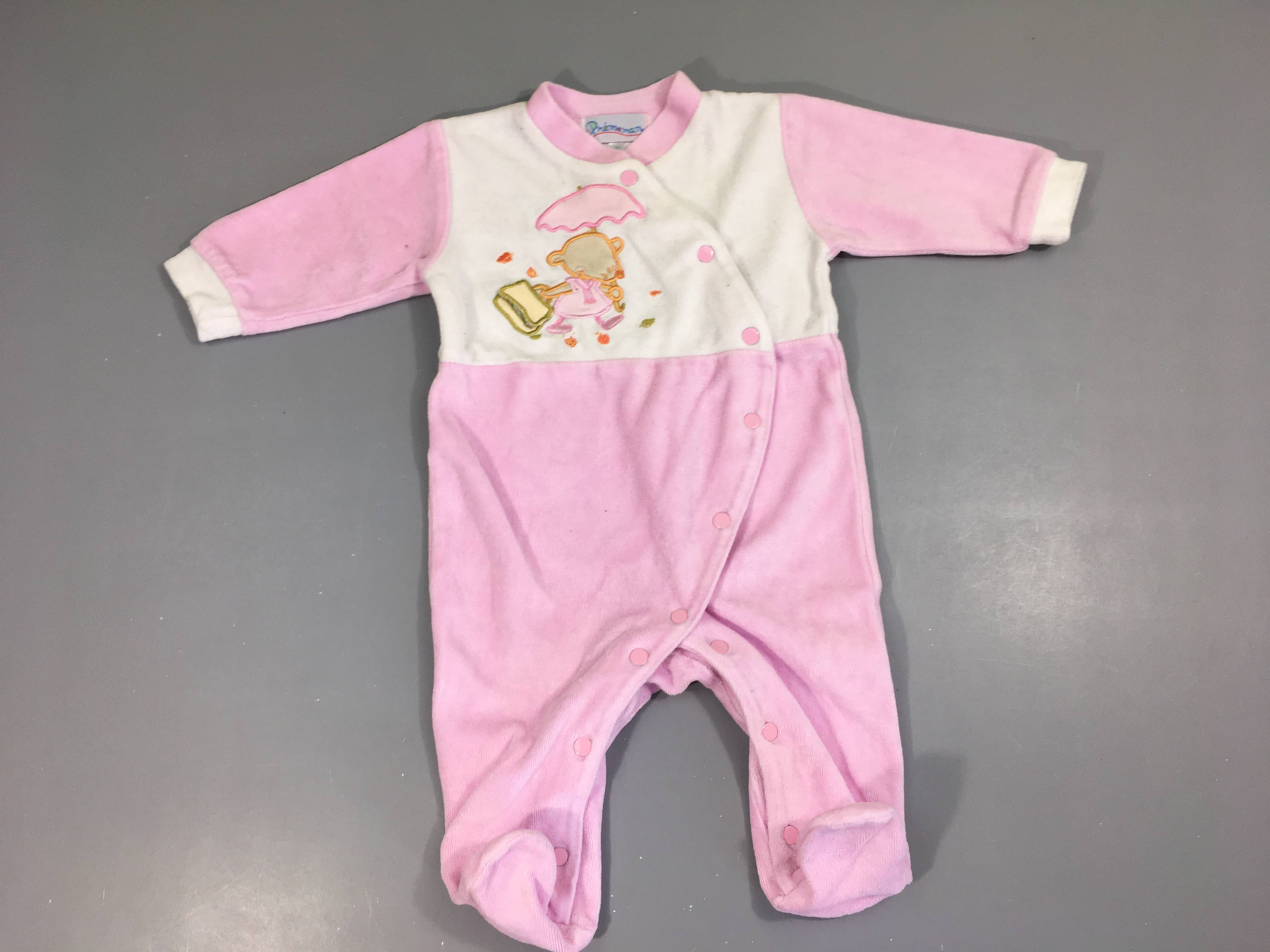 Pyjama velours blanc-rose souris