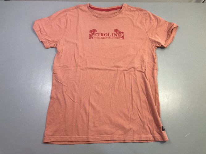 T-shirt m.c rose poudré palmiers Hawaii, un peu bouloché, moins cher chez Petit Kiwi