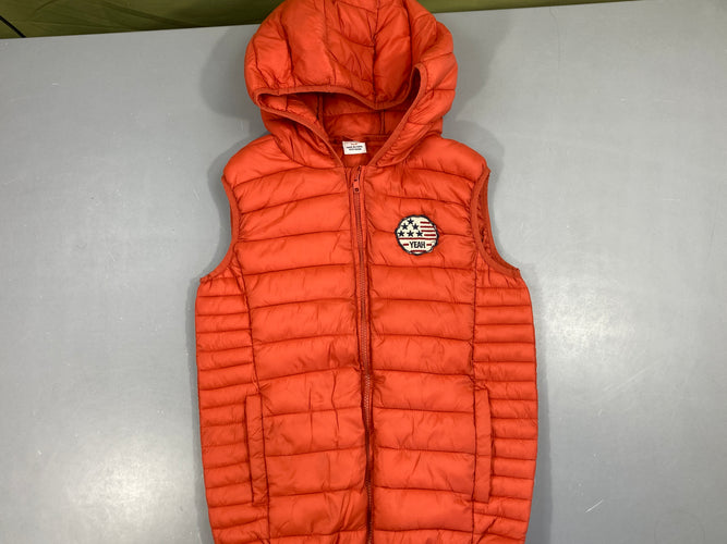 Bodywarmer à capuche orange, moins cher chez Petit Kiwi