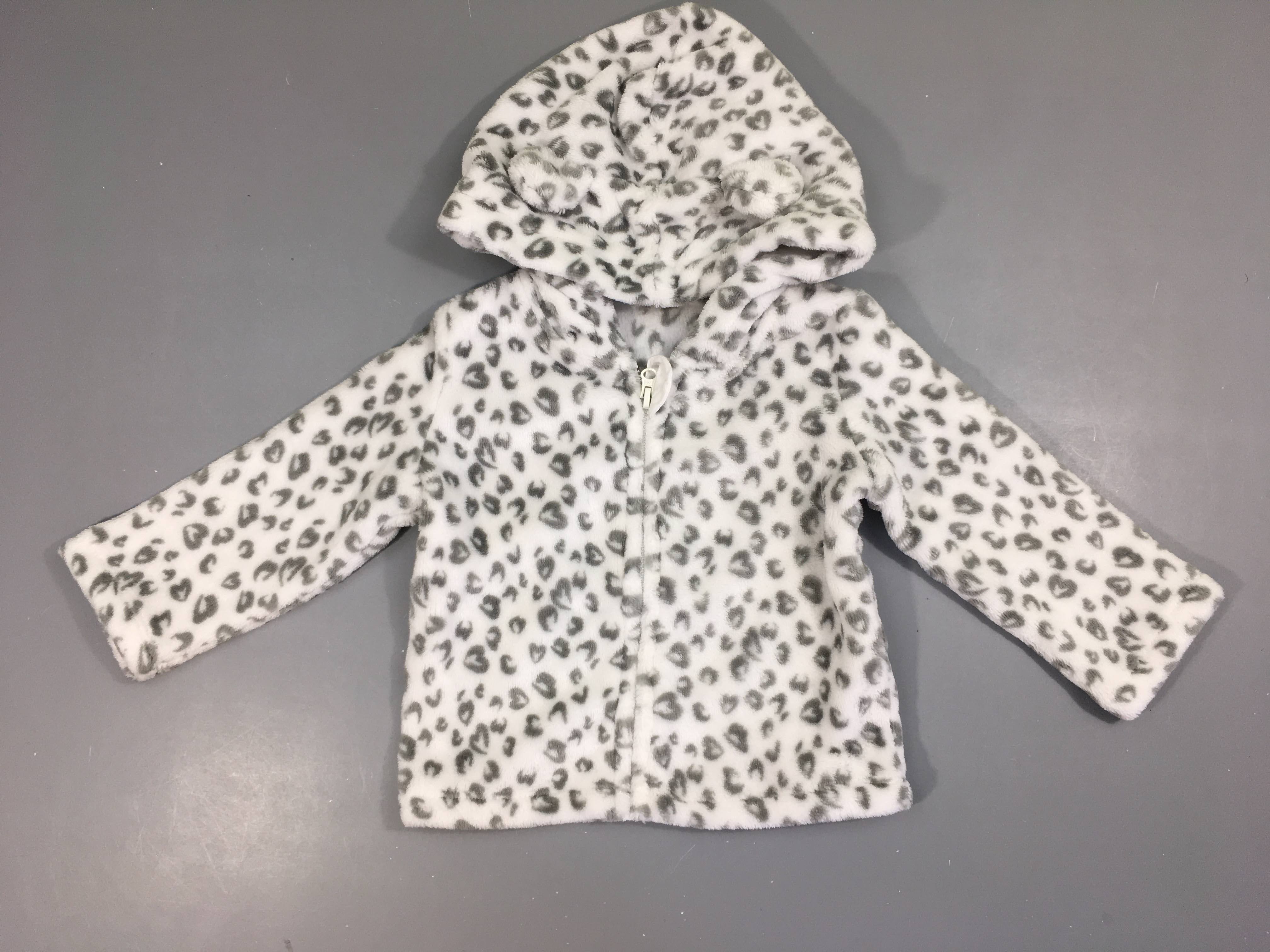 Gilet à capuche velours léopard blancgris