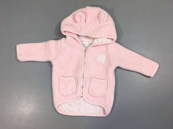 Gilet à capuche velours rose clair, moins cher chez Petit Kiwi
